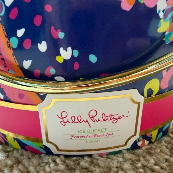 NWT Lilly Pulitzer Ice Bucket Beach Loot Gold Accent - Picture 2 of 4